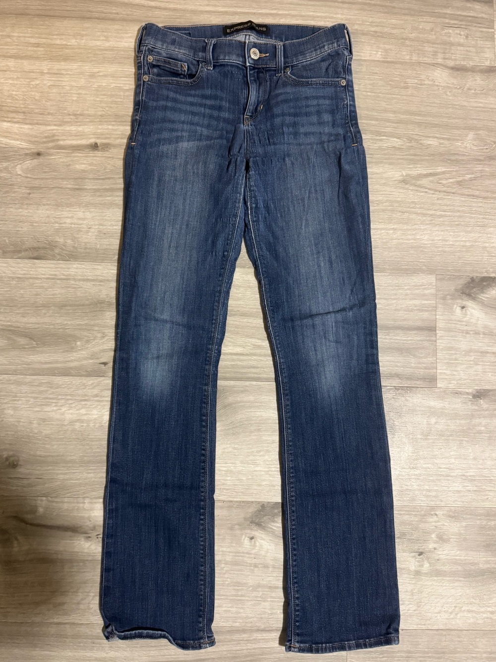 Express Barely Boot Mid Rise Jeans Dark Wash Denim Women's Size 2R